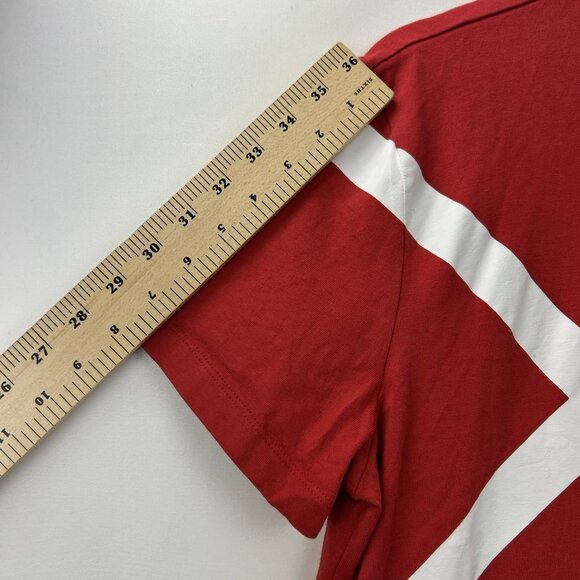 Moncler Maglia T-Shirt Big Diagonal Logo Red White Mens Size XL - Picture 4 of 15